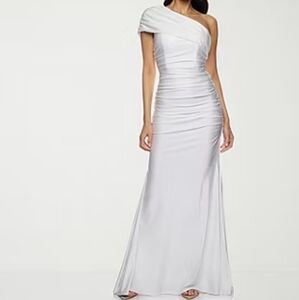 One-Shoulder White Wedding Dress - Elegant Ruched Gown